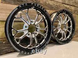 15 Front Drag Racing Wheels ALTA GRADU Black Contrast Cut Finish Set of 2