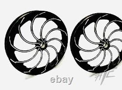 15 Front Drag Racing Wheels CHAOS Black Contrast Cut Set of 2