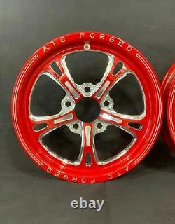 15 Front Drag Racing Wheels PRIMA Red Contrast Cut Finish Set of 2