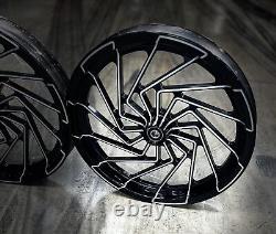 17 Front Drag Racing Wheels MAYHEM Black Contrast Cut Finish Set of 2