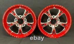 17 Front Drag Racing Wheels PRIMA Red Contrast Cut Set of 2