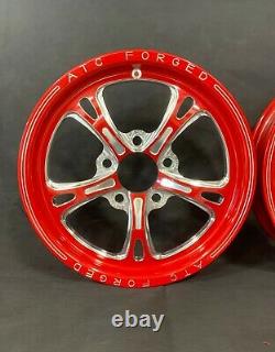 17 Front Drag Racing Wheels PRIMA Red Contrast Cut Set of 2