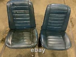 1966 CHEVROLET A-BODY FRONT BUCKET SEAT SET OF 2- BLUE With WHITE TRIM IMPALA
