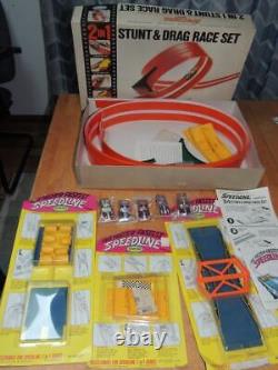 1968 Aurora Speedline 2 in 1 Stunt & Drag Race Set, 5 Cars withNew Accessory Packs