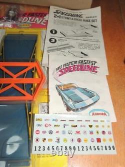 1968 Aurora Speedline 2 in 1 Stunt & Drag Race Set, 5 Cars withNew Accessory Packs