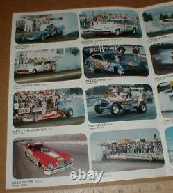 1977 Stars of Drag Racing Uncut 23 Race Card Sheet Set Superpress bookcover only