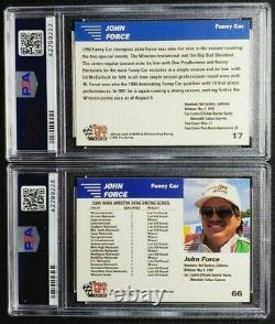 (2) 1991 Pro Set NHRA John Force Rookie Card Lot RC PSA 9 Mint Drag Racing GOAT