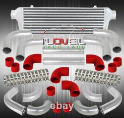 2.5 12Pcs Polish Bar And Plate Series Intercooler + Turbo Piping Diy Kit Red