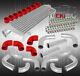 2.5 Front Mount Intercooler + 12pcs Turbo Piping Diy Kit + Red Coupler + Clamps