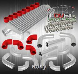 2.5 Front Mount Intercooler + 12Pcs Turbo Piping Diy Kit + Red Coupler + Clamps