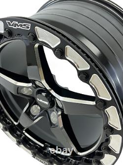 2 Vms Racing V-star Beadlock Drag Race Wheels Rear 17x10 For 15-22 Ford Mustang