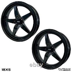 2 Vms Racing V-star Drag Rims Wheels 18x5 -25 Et 5x120 Front Skinnies Full Black