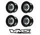 4 15x8 Vms Racing Revolver Black Import Drag Wheels 4x100/4x114 Et20 Set