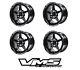 4 15x8 Vms Racing Star 5 Spoke Black Drag Rims Wheels Set Et20 For Honda Prelude