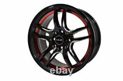 4 Vms Racing Reaction 15x7 Black Red Race Rims Wheels Set 5x100 Et35 Offset