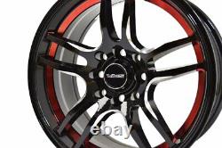 4 Vms Racing Reaction 15x7 Black Red Race Rims Wheels Set 5x100 Et35 Offset