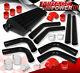 Aluminum Performance Intercooler + Pipe Piping Kit +silicone Coupler Hoses Bk/rd
