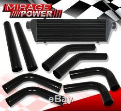 Aluminum Performance Intercooler + Pipe Piping Kit +Silicone Coupler Hoses Bk/Rd