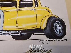 American Graffiti Milner's 32 Coupe & Falfa's 55 Chevy Original Art Drawing Set