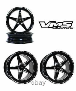 Black Drag Pack V-star 17x10 & 18x5 Wheels Rims Set For 2008-2009 Pontiac G8 Gt
