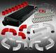 Black Front Mount Intercooler + 12pc 64mm Aluminum Pipe Piping Kit + Coupler Red