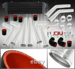 Black Turbo Fmic Intercooler + 2.5 Polished Piping Kit Couplers With Couplers
