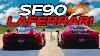Drag Race Ferrari Sf90 Takes On Laferrari And Bugatti Chiron