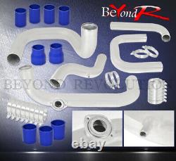 For 92-95 Civic Bolt-On Polish Intercooler Piping Kit Bov Flange Blue Copulers