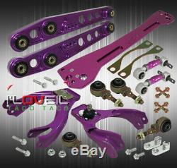 For 92-95 Civic Control Arm Set+ Subframe Brace F/R Camber Adjustable Kit Purple