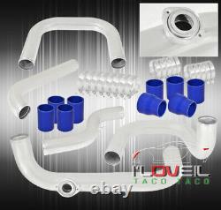 For 94-01 Integra B-Series Bolt On Polish Turbo Piping Kit Blue Couplers Adapter