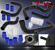 For 96-00 Civic D16 B16 Black Turbo Intercooler Piping Kit Flange + Blue Coupler