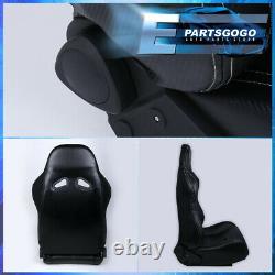 For Nissan Full Reclinable Left + Right Black Pvc Leather Bucket Racing Seat Set