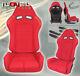 Full Reclinable Red Cloth Upgrade Bucket Racing Seats Set Track Drift Universal
