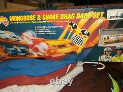 HOT WHEELS MATTEL MONGOOSE AND SNAKE DRAG RACE SET, with CARS