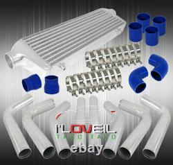 High Quality Performance Front Mount Intercooler + Blue Couplers + 8 Pcs Piping