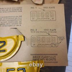 NOS 1952 California License Plate Tag Set With Envelope & Registration Paper