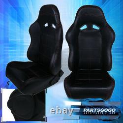 Pvc Red Stitching Black Reclining Racing Seats Pair Set For Nissan 240Sx Skyline