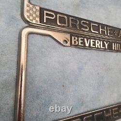 Rare Beverly Hills Porsche Audi Calif Dealer License Plate Frame Set 911 912 928