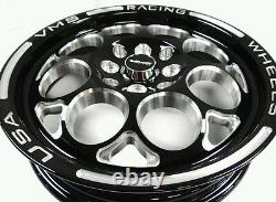 Set Of 2 For Honda CIVIC Modulo 15x3.5 Black Drag Racing Wheels 4x100 Et10