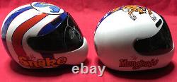 Signed Don the Snake Prudhomme AND Tom the Mongoose McEwen NHRA Mini Helmet Set