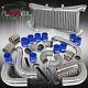 Twin Turbo Intercooler + Polish Piping Kit Blue Couplers For 90-96 300zx Z32