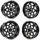 Vms Black Drag Racing Wheels Rocket Front & Rear Set 15x8 & 15x3.5 4x100 4x114