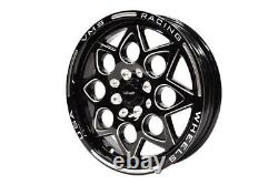 VMS Black Drag Racing Wheels Rocket Front & Rear Set 15x8 & 15x3.5 4X100 4X114