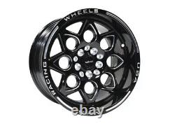 VMS Black Drag Racing Wheels Rocket Front & Rear Set 15x8 & 15x3.5 4X100 4X114