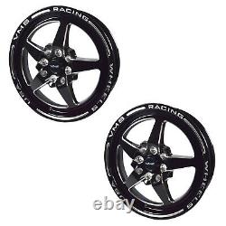 VMS Black V Star 5 Spoke Drag Pack Racing Wheels Rims 15X3.5 & 15x8 4X100 4X108
