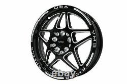 VMS Delta Black Milling Drag Pack 15X8 & 15x3.5 Racing Rims Wheels 5X100 5X114.3