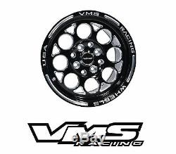 VMS RACING MODULO BLACK SILVER FRONT & REAR DRAG WHEELS SET 4X100/4X114 13x8