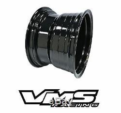 VMS RACING REVOLVER BLACK SILVER FRONT & REAR DRAG WHEELS SET 4X100/4X114 13x9