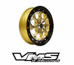 VMS RACING REVOLVER GOLD BLACK FRONT & REAR DRAG WHEELS SET 4X100/4X114 13x9