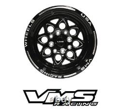 VMS RACING ROCKET BLACK FRONT & REAR DRAG WHEELS SET 4X100/4X114 13x9